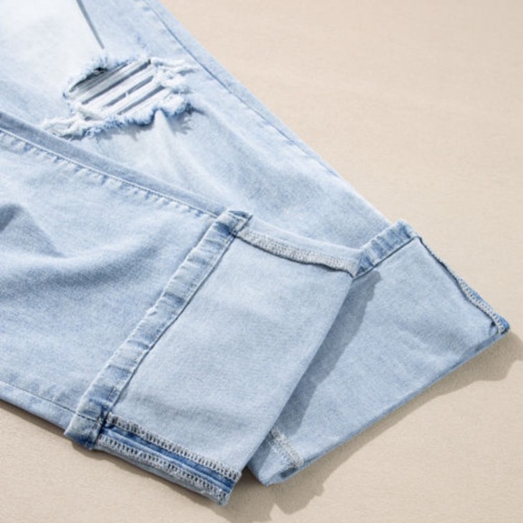 Beau Blue Light Wash Distressed Flare Jeans - Picture 11 of 13